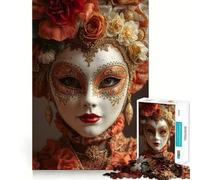 Rompecabezas de 1000 Piezas con máscara Veneciana y Tocado Floral para Adultos Juego de Memoria Cerebral Encaje Huecos Actividad Relajante para un Descanso Mental (38x52cm)