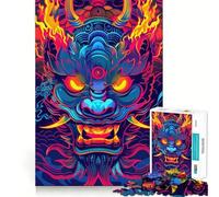 Rompecabezas de 1000 Piezas con máscara Yokai Japonesa de neón para Adultos Desarrolla la Capacidad Mental y te Mantiene entretenido Bordes precisos (50x75cm)