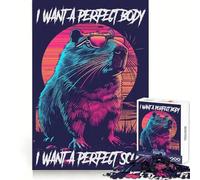 Rompecabezas de 1000 Piezas con Meme del Cuerpo Capibara para Adultos Un desafío para el Pensamiento Diversión Casual Corte preciso Regalo sincero (38x52cm)
