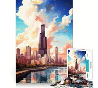 Rompecabezas de 1000 Piezas con Motivos artísticos de Chicago Juego de precisión para desarrollar la Mente Ideal para Relajarse y como Regalo Festivo (38x26cm)