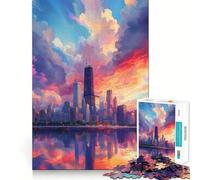 Rompecabezas de 1000 Piezas con Motivos artísticos de Chicago Juego de precisión para desarrollar la Mente Ideal para Relajarse y como Regalo Festivo (38x26cm)