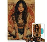 Rompecabezas de 1000 Piezas con Mujer Tatuada al Estilo Vintage para Adultos Rompecabezas de Memoria Disfrute del Montaje Lento de la Imagen Regalo Creativo 50x75cm