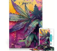 Rompecabezas de 1000 Piezas con Mural de Cannabis Rosa para Adolescentes Juguete de lógica sólida, diversión Tranquila, Corte de precisión, Regalo increíble (50x75cm)