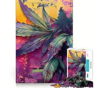 Rompecabezas de 1000 Piezas con Mural de Cannabis Rosa para Adultos, Ideal para Mejorar la Memoria, entretenido y para armar en casa Decoración de Pared (38x26cm)