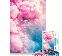 Rompecabezas de 1000 Piezas con Nubes Rosas y Azules para Adultos y Adolescentes Juguete para Pensar y reflexionar Alivia el estrés Regalo navideño de Corte Limpio (50x75cm)
