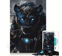 Rompecabezas de 1000 Piezas con Ojos Azules de Pantera para Adultos y Adolescentes Juguete de lógica Clara para Relajarse Corte Artículo de Santa Claus (38x52cm)
