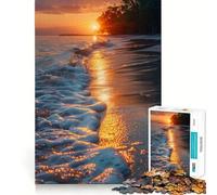 Rompecabezas de 1000 Piezas con Olas al Atardecer en la Playa para Adultos Juguete para desarrollar la Habilidad y la Calma Corte preciso Regalo conmovedor 50x75cm