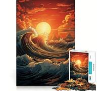 Rompecabezas de 1000 Piezas con Olas del océano y Puesta de Sol para Adultos Regalo Ideal para Mejorar la Memoria y Relajarse Corte Premium Sorpresa cálida (50x75cm)