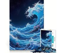 Rompecabezas de 1000 Piezas con Olas oceánicas pixeladas de Noche para Adolescentes Juguete de lógica Tipo Tren Divertido y silencioso Corte Suave Un Regalo Encantador (50x75cm)