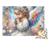 Rompecabezas de 1000 Piezas con oración del ángel navideño, ángel niño con alas Coloridas, para Juegos educativos para Adultos, Hermosa decoración, difícil, desafiante, cumpleaños, 70x50cm