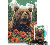 Rompecabezas de 1000 Piezas con Oso y jardín,Juego cognitivo,Regalo,Momento Acogedor,Escena navideña,Arte (50x75cm)