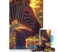 Rompecabezas de 1000 Piezas con Paisaje acuático de Cebra y cría para Adultos Juego de Memoria y concentración Ajuste, Compacto y Divertido para Toda la Familia (38x52cm)