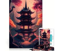 Rompecabezas de 1000 Piezas con Paisaje Antiguo japonés para Adultos Juego de concentración Mental Manualidad de Corte de Alta precisión Actividad para Fortalecer los Lazos Familiares y Amigos