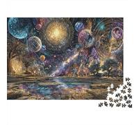 Rompecabezas de 1000 Piezas con Paisaje cósmico fantástico. Paisaje de Planetas cósmicos para Juegos educativos para Adultos. Decoración del hogar. Difícil. 52 x 38 cm