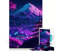 Rompecabezas de 1000 Piezas con Paisaje Cyberpunk neón para Adultos Juguete para concentrarse y ejercitar la Mente Divertido y silencioso Bordes Ajustados Artículo de Deseo de Papá Noel (38x26cm)