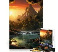 Rompecabezas de 1000 Piezas con Paisaje de Atardecer Tropical para Adolescentes Desarrolla la Capacidad analítica, es fácil de armar (38x52cm)