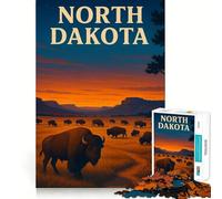 Rompecabezas de 1000 Piezas con Paisaje de bisontes de Dakota del Norte para Adultos, un desafío Mental Juguete Divertido (50x75cm)
