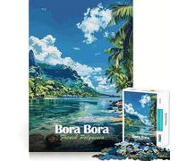 Rompecabezas de 1000 Piezas con Paisaje de Bora Bora,Polinesia Francesa,diseño de Bordes, Juguete para Entrenar la Mente,Juego Relajante,Regalo de cumpleaños 38x52cm