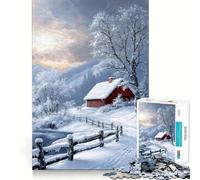 Rompecabezas de 1000 Piezas con Paisaje de cabaña Invernal para Adolescentes Juego de Memoria y concentración Recorte de Calidad Profesional Actividad Relajante para Grupos en Interiores (50x75cm)