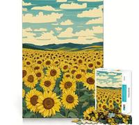 Rompecabezas de 1000 Piezas con Paisaje de Campo de Girasoles para Adultos Regalo Ideal para ejercitar la Mente Juguete Divertido y silencioso Diseño para armar 50x75cm