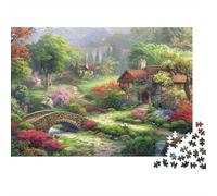 Rompecabezas de 1000 Piezas con Paisaje de casa de Campo y jardín para Adultos. Juego Educativo. Hermosa decoración. Difícil. Regalo de cumpleaños. 52 x 38 cm / 1000 Piezas.