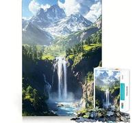 Rompecabezas de 1000 Piezas con Paisaje de Cascada de montaña para Adultos Desarrolla la Capacidad Mental y estimula el Cerebro Bordes precisos (38x52cm)