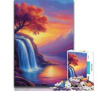 Rompecabezas de 1000 Piezas con Paisaje de Cascada otoñal Rompecabezas de 1000 Piezas para Adolescentes colección de Artistas Bellas Artes para Mayores de 14 años 26x38cm