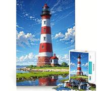 Rompecabezas de 1000 Piezas con Paisaje de Faro Blanco Diversión para ejercitar la Mente Encaje Huecos Actividad para Compartir con Seres Queridos (50x75cm)
