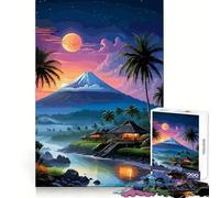 Rompecabezas de 1000 piezas con paisaje de isla tropical montaña y luna para adolescentes Ideal para practicar la lógica divertirse fácilmente y disfrutar de sus bordes limpios Un regalo significativo