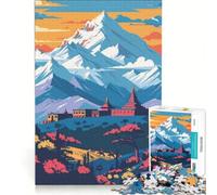 Rompecabezas de 1000 Piezas con Paisaje de montaña de Nepal Juego de ingenio Actividades Familiares con póster y Hoja de Preguntas a Juego 38x26cm
