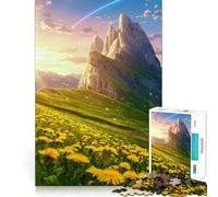 Rompecabezas de 1000 Piezas con Paisaje de montaña, Dientes de león y Cometa para Adultos Juguete de lógica, diseño Relajante y Divertido para armar Regalo Ideal para Navidad (38x26cm)