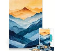 Rompecabezas de 1000 Piezas con Paisaje de montaña en Acuarela para Adultos Juego de lógica con Cortes de precisión y Bordes Lisos reuniones Familiares (38x26cm)