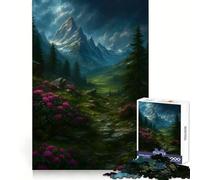 Rompecabezas de 1000 Piezas con Paisaje de montaña, Flores y Sendero para Adultos y Adolescentes Un Rompecabezas Mental Que Ayuda a aliviar el estrés Un Regalo Original y Divertido (38x26cm)
