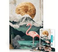 Rompecabezas de 1000 Piezas con Paisaje de montaña y flamencos Rosas para Adolescentes Mejora la Memoria, relaja la Mente y Ofrece un Regalo Creativo con Bordes Afilados (50x75cm)
