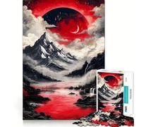 Rompecabezas de 1000 Piezas con Paisaje de montaña y Luna roja para Adultos y Adolescentes Juguete de lógica sólida, silencioso y Divertido Corte de precisión Elige tu Deseo de Papá Noel (38x52cm)