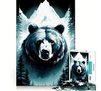 Rompecabezas de 1000 Piezas con Paisaje de montaña y Osos,Ideal para Jugar y divertirte Mientras juegas Escena navideña (38x52cm)