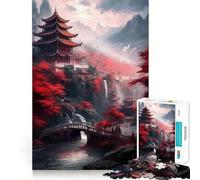 Rompecabezas de 1000 Piezas con Paisaje de Pagoda de Japón para Adolescentes Rompecabezas con Efecto de Memoria, luz Relajante y diseño de Imagen (38x26cm)