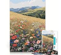 Rompecabezas de 1000 Piezas con Paisaje de Pradera de Flores Silvestres para Adolescentes Juego de Habilidades mentales Corte láser para un Ajuste Actividad Relajante para Grupos