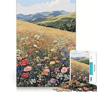 Rompecabezas de 1000 Piezas con Paisaje de Pradera de Flores Silvestres para Adultos,Juego de concentración Mental,Corte láser, Actividad Nocturna Divertida para Toda la Familia