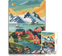 Rompecabezas de 1000 Piezas con Paisaje de Pueblo de Groenlandia para Adultos, Juego Interactivo de Habilidad educativa, Gran Idea de Regalo significativo, tamaño 50x75cm