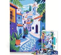 Rompecabezas de 1000 Piezas con Paisaje de Pueblo Europeo,Arte Minimalista,decoración Ideal para Cortar,Juego cognitivo,Regalo de Juego fácil para cumpleaños (38x52cm)