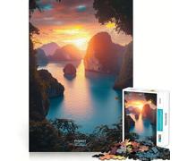 Rompecabezas de 1000 piezas con paisaje de puesta de sol en la isla de Phuket Tailandia para adultos Ideal para ejercitar la mente y aliviar el estrés Decoración de pared con bordes precisos (38x52cm)