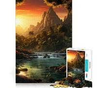 Rompecabezas de 1000 Piezas con Paisaje de Puesta de Sol Tropical, Ajuste, Juguete artístico Que desafía la Mente, Juego Divertido para el Tiempo Libre, Regalo de cumpleaños (38x26cm)