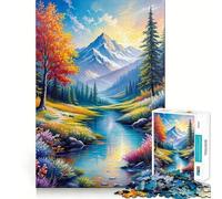 Rompecabezas de 1000 Piezas con Paisaje de río y montaña para Adultos Juguete de lógica Fina, silencioso y Divertido Bordes limpios Regalo Memorable (50x75cm)