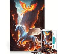 Rompecabezas de 1000 Piezas con Paisaje de Unicornio y fénix para Adolescentes Juego Que estimula el Cerebro Encaje Huecos Actividad Relajante para Grupos en Interiores (38x26cm)