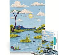 Rompecabezas de 1000 Piezas con Paisaje del Delta del Okavango para Adolescentes Juego Inteligente de Rompecabezas Tiempo de Aprendizaje Imagen para armar Un Regalo Encantador (38x26cm)