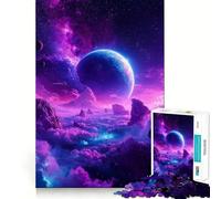 Rompecabezas de 1000 Piezas con Paisaje Espacial Morado y Planeta para Adultos Mejora la Memoria y es Divertido Bordes precisos Regalo de Temporada (38x52cm)