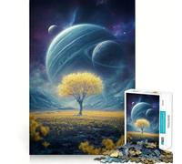 Rompecabezas de 1000 Piezas con Paisaje Espacial y árbol Dorado para Adolescentes Juguete de lógica Mental Diseño Tranquilo y Firme Artículo de Santa Claus (50x75cm)