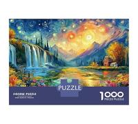 Rompecabezas de 1000 Piezas con Paisaje Estrellado y río para Adultos, Juegos educativos, decoración, desafío, Alta dificultad, Regalos de cumpleaños, 38 x 26 cm/1000 Piezas