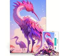 Rompecabezas de 1000 Piezas con Paisaje fantástico de Garza Rosa para Adolescentes Mejora la Memoria Fácil de Usar Ocio Corte Firme Decoración de Pared (38x52cm)